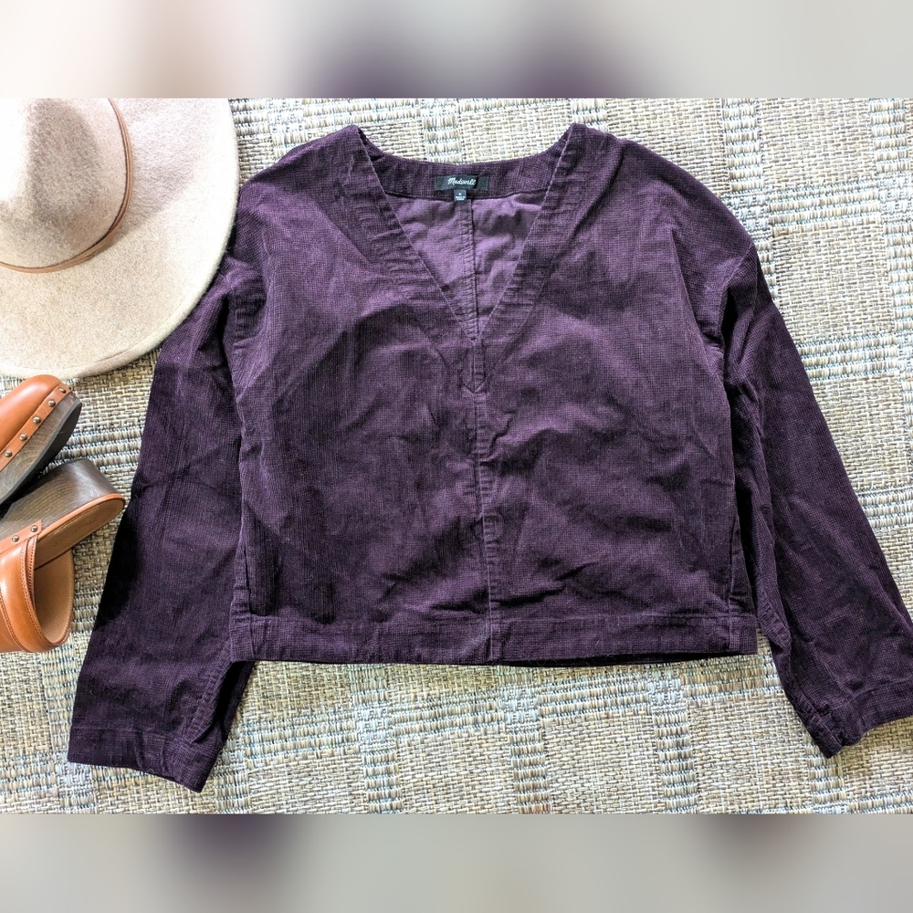 Sold! Madewell Deep Purple Waffle Knit V-Neck Top